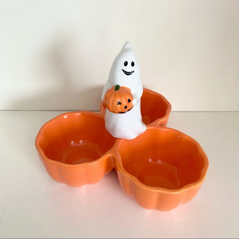 Vintage Halloween ghost ceramic dish